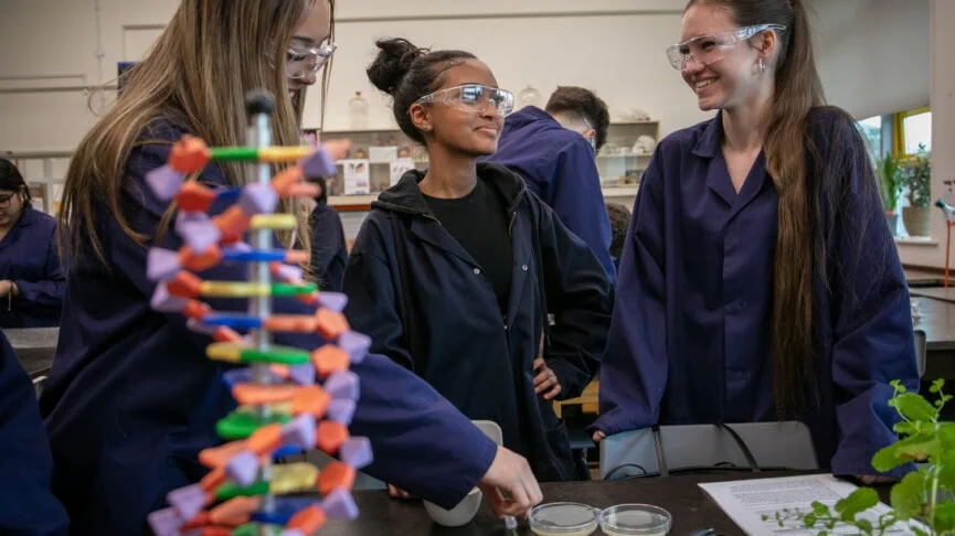 Biology students in the lab