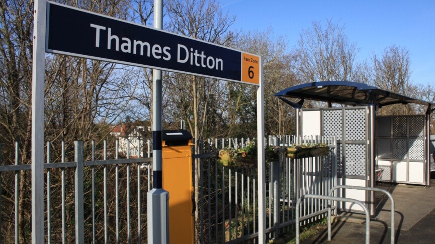 New Thames Ditton Train Station Sign