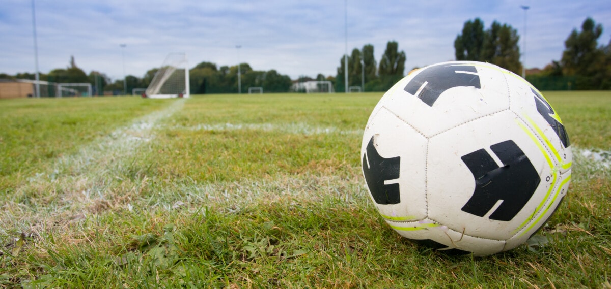 Football on football pitch