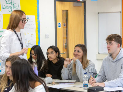 Economics students with Melissa in class