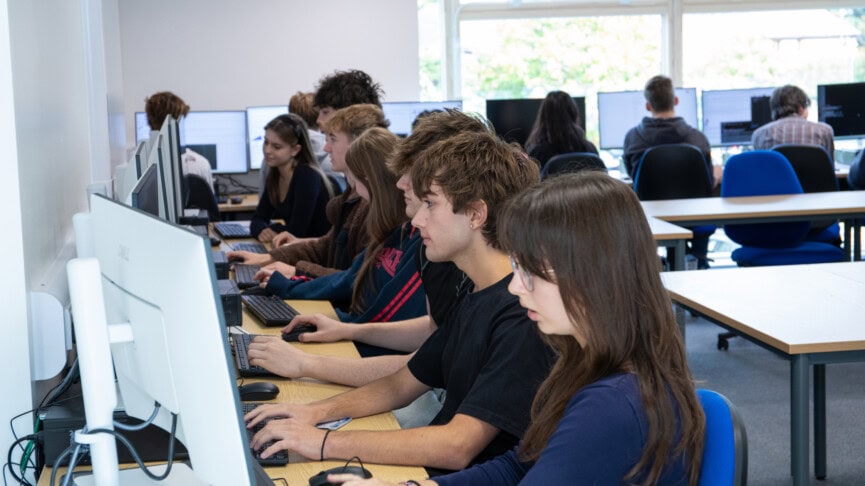 Students in a computer lesson