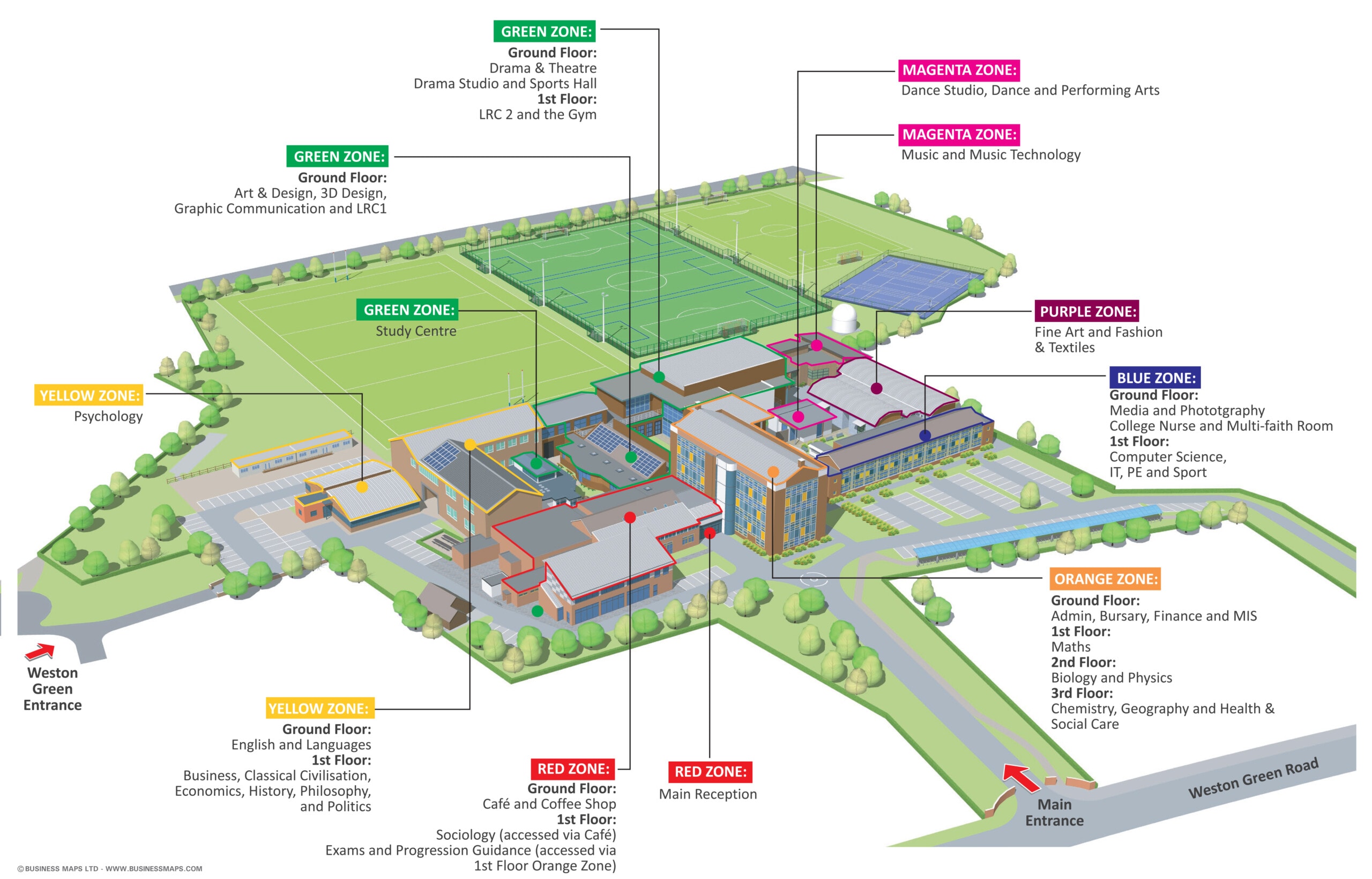 Esher Sixth Form College 3d Map Of Campus