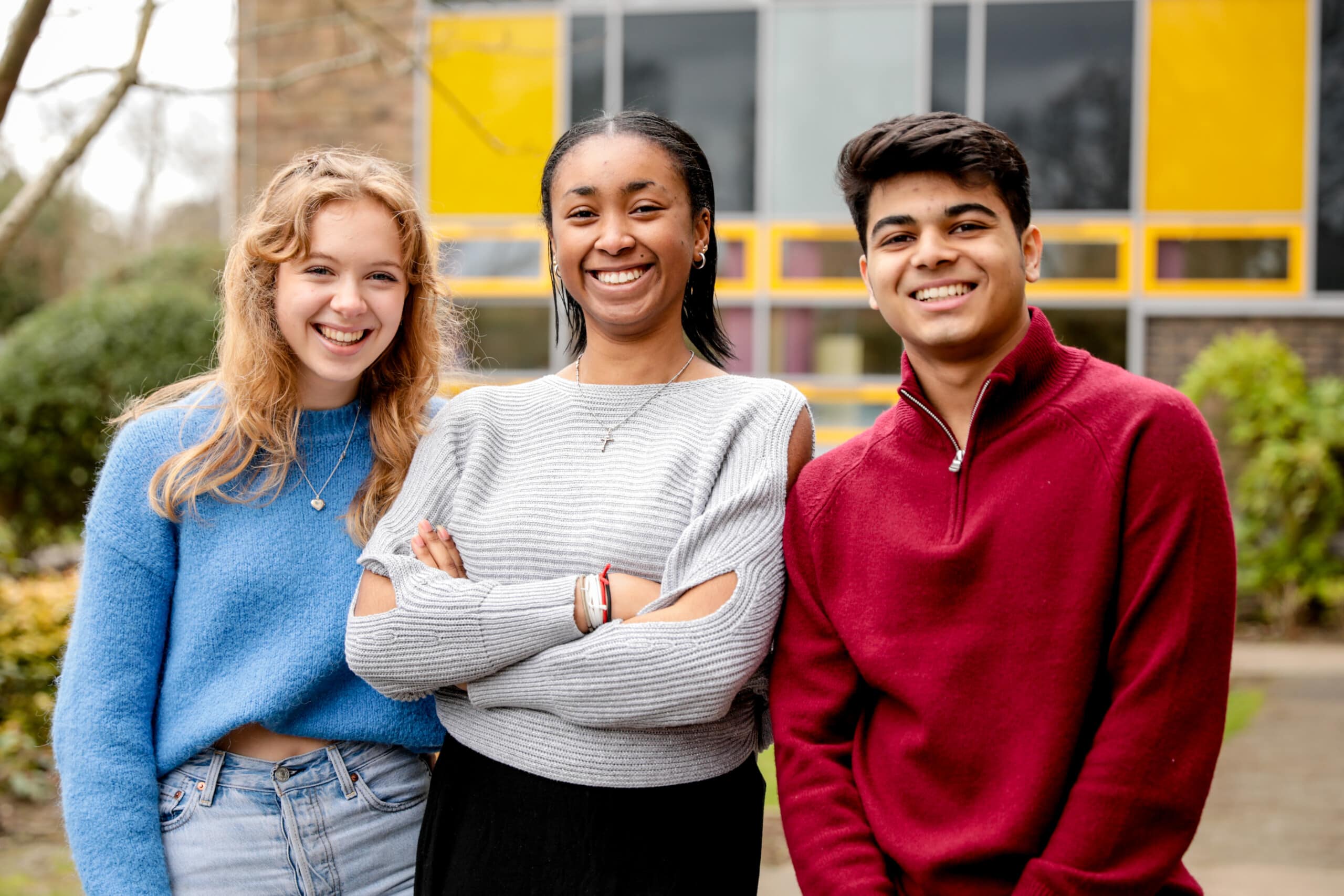 3 students outside of college