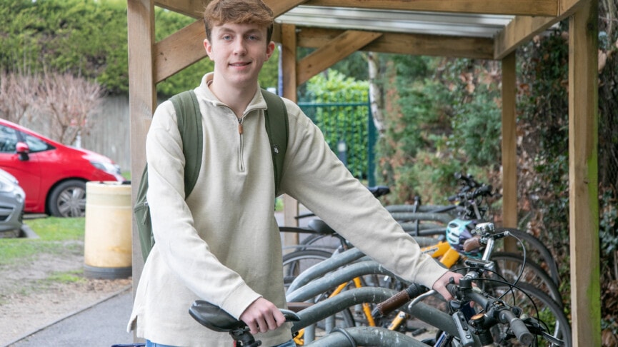 student on bike