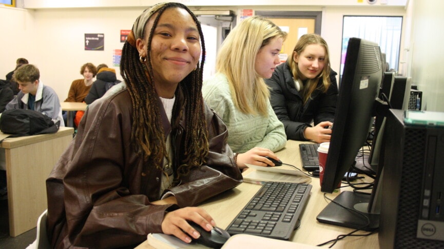 Nyah Before College Using The Computers In The Cafe