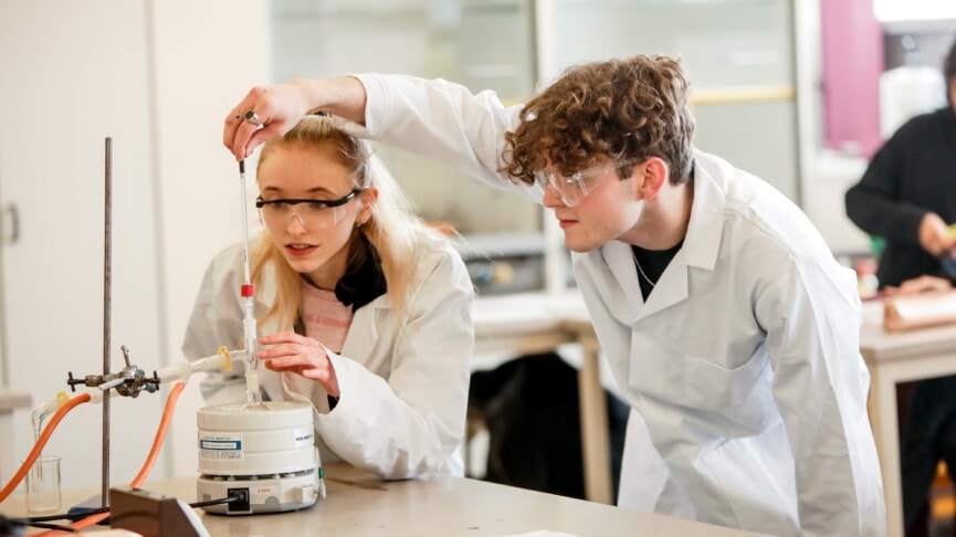 Chemistry Classroom Boy And Girl Experiment