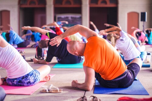 People doing Yoga photo