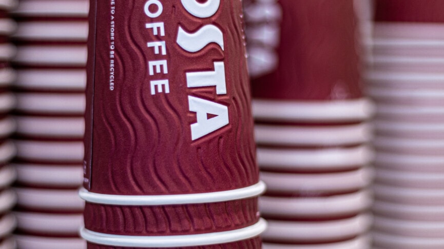 Stack of Costa paper cups