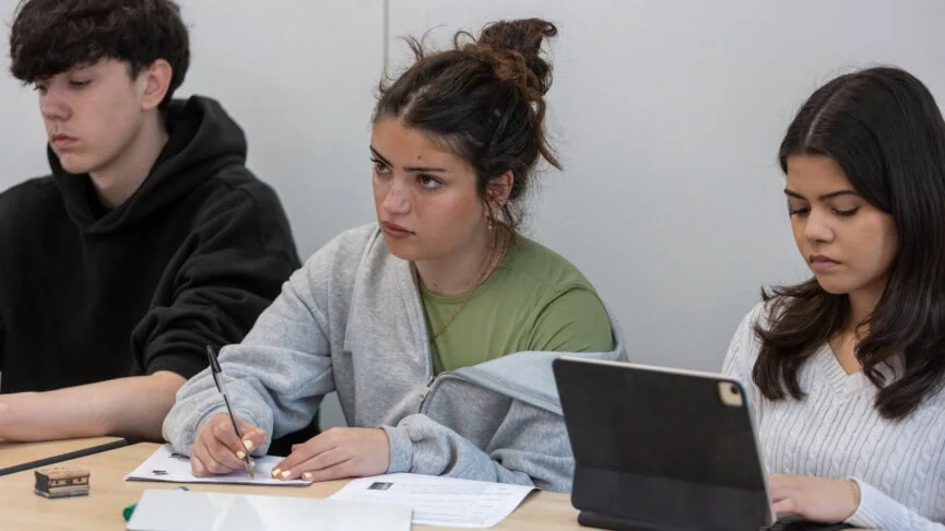 Students working a sociology classroom