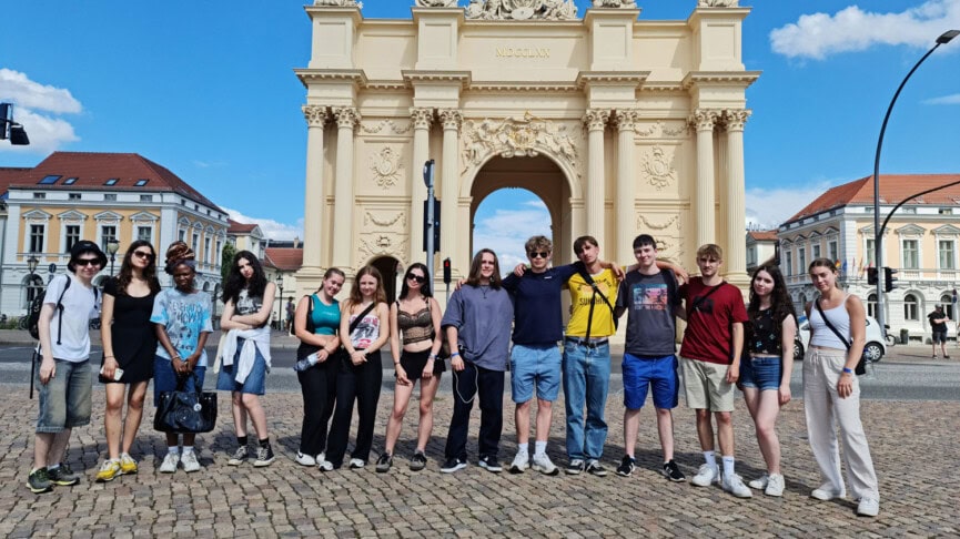 Students outside the Brandenburg Gates Berlin
