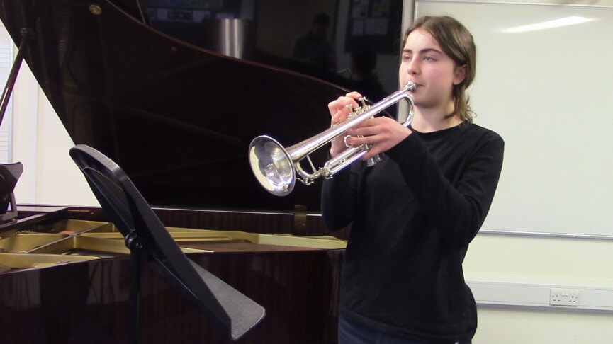 Esther Trumpet Player Front Page Photo
