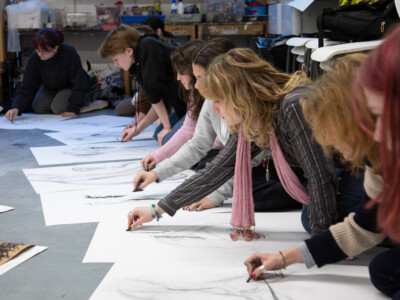 Group of students life drawing