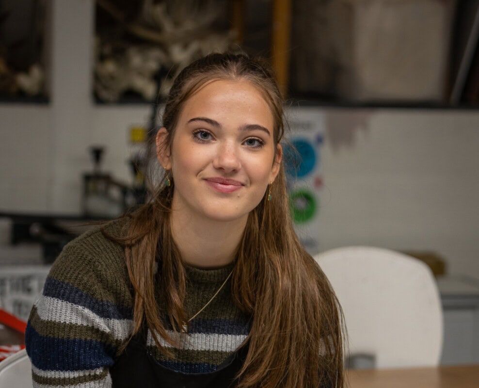 Art student in an art classroom
