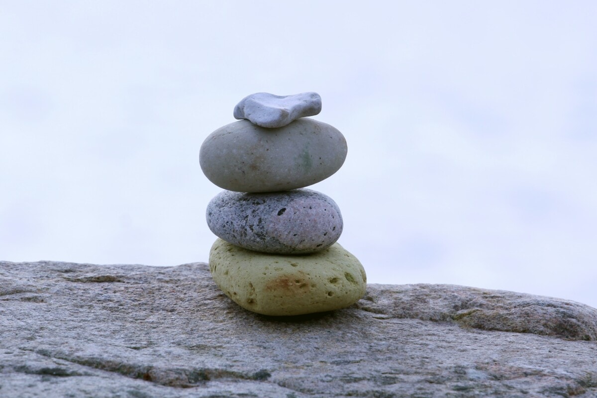 Pebbles piled up on a beach