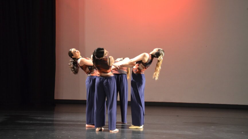 Dance A level students performing on stage