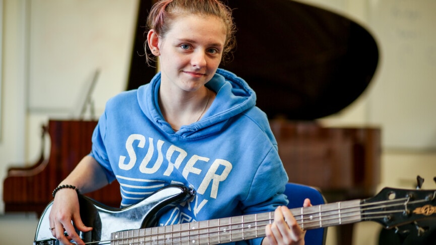 Music Girl Playing Electric Guitar