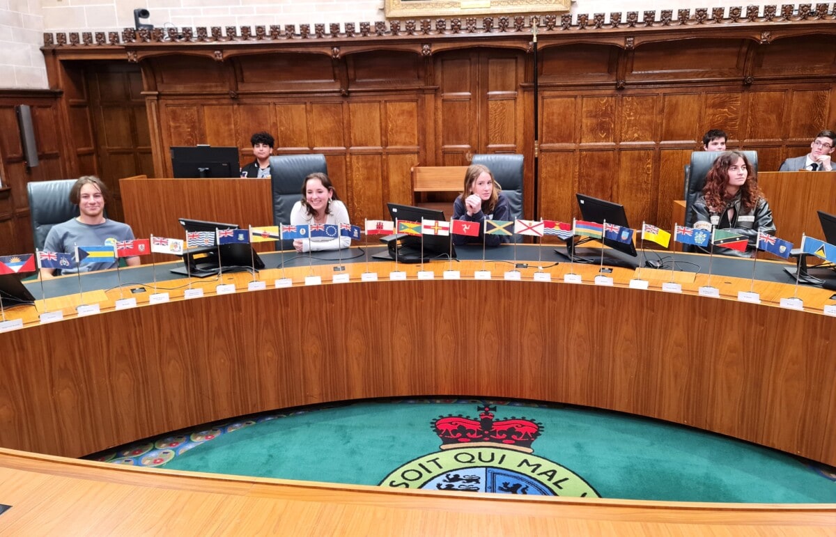 Students inside the Supreme Court in London