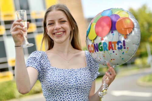 Student Martha celebrates her exam results 2023