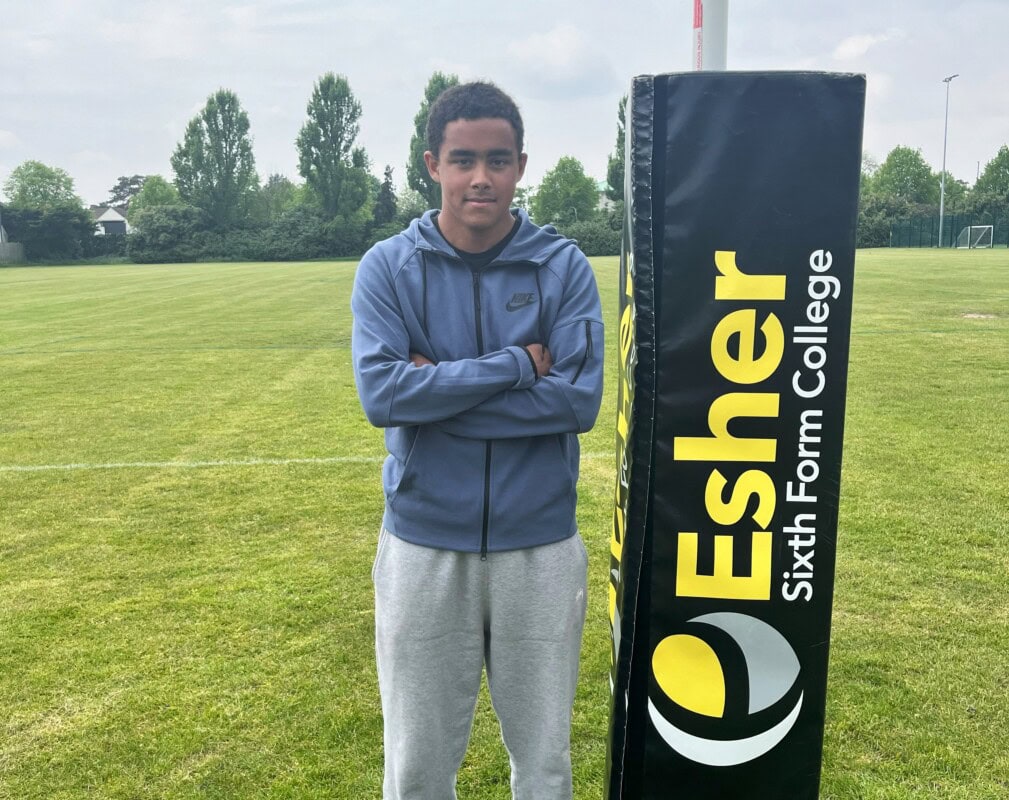 Boy on rugby pitch