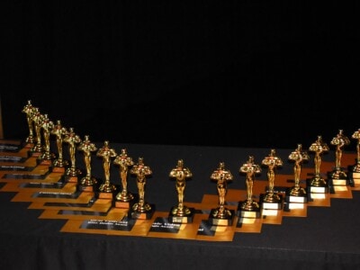 Line up of Esher Oscars trophies