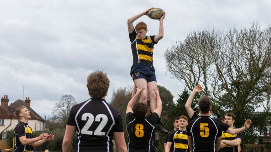Esher Rugby team doing a line out