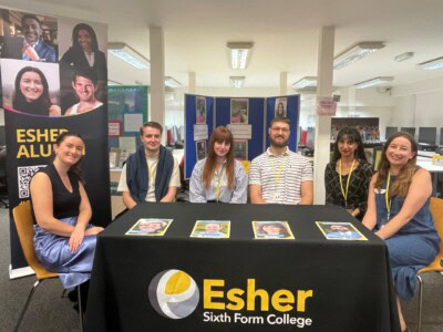 6 Esher Alumni sat at the Open Evening Alumni Stand