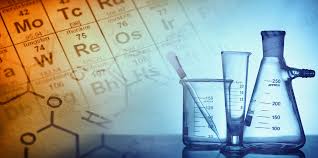Chemistry beaker on a lab bench