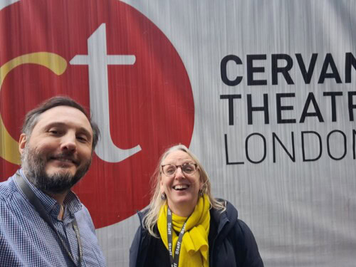 Two MFL Teachers outside the theatre in London