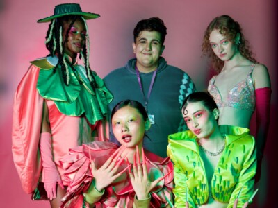 Fashion Graduate and Esher Alumni, Demitris Zacharia, with models wearing his design collection