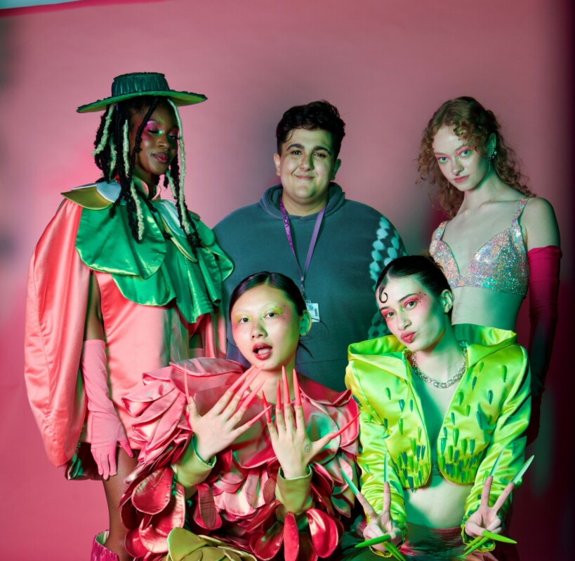 Fashion Graduate and Esher Alumni, Demitris Zacharia, with models wearing his design collection