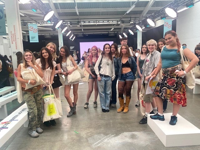 A group of fashion students at a London fashion event