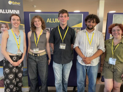 5 Alumni Students on the stand at Open Evening