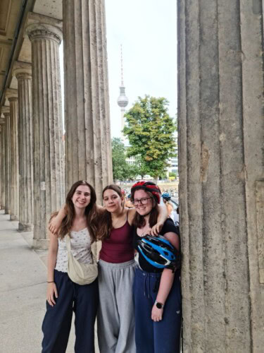Girls In Front Of The Tower In Berlin Copy