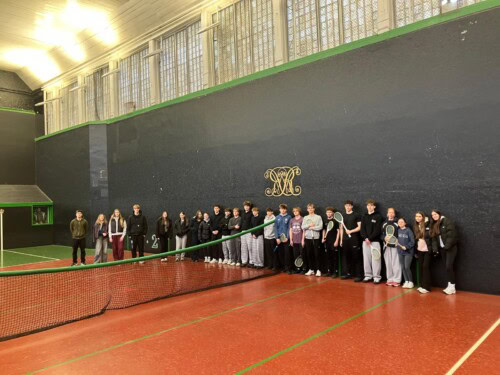 Students at Hampton Court tennis courts