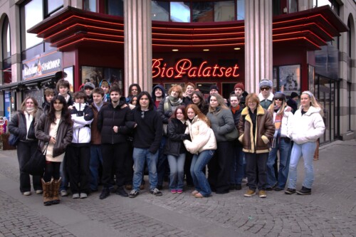 Film students outside a theatre in Sweden