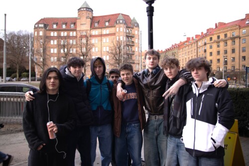 Group of male students in Sweden