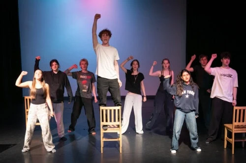 performing arts students on stage