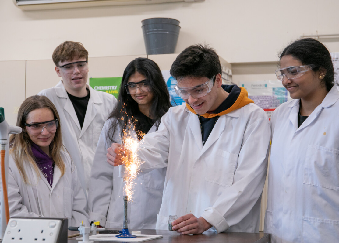 Chemistry students doing an experiment