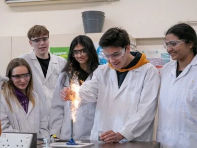 Chemistry students doing an experiment