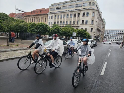 Students cycling in berlin