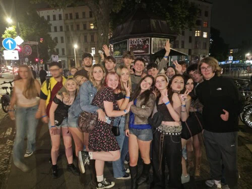 students in berlin out at night