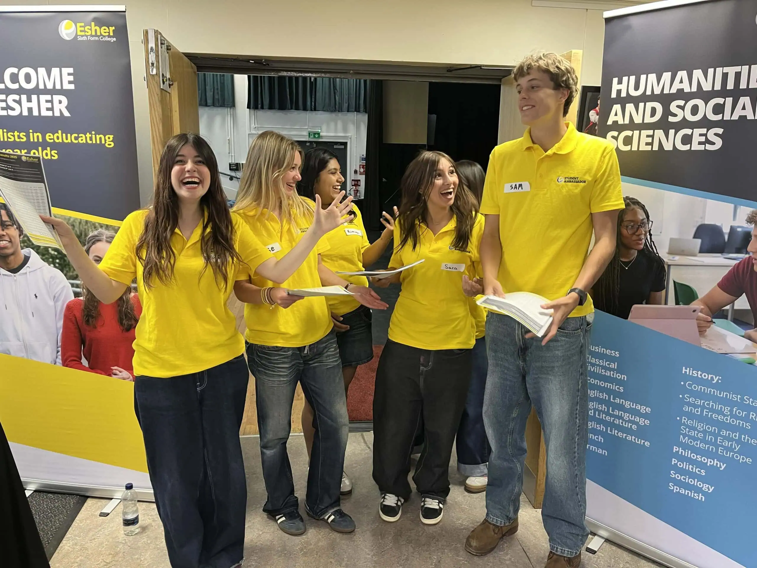 Student Ambassadors outside the college thetre