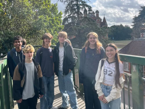 Music students in the grounds of Royal Holloway